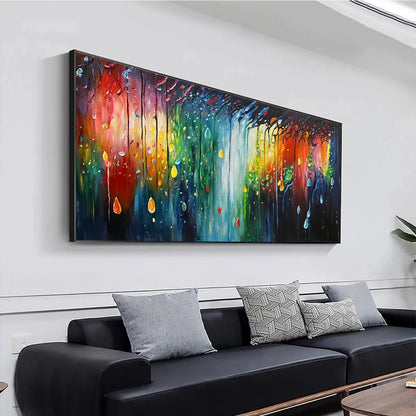 RAINFOREST MELODY: Abstract Painting, Colorful Waterfall, Living Room, Dining Room, Office | Figurative mood, soft natural light studio shot
