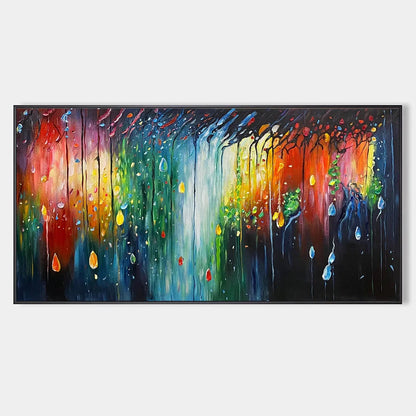 RAINFOREST MELODY: Abstract Painting, Colorful Waterfall, Living Room, Dining Room, Office | hanging in living room, Figurative wall art