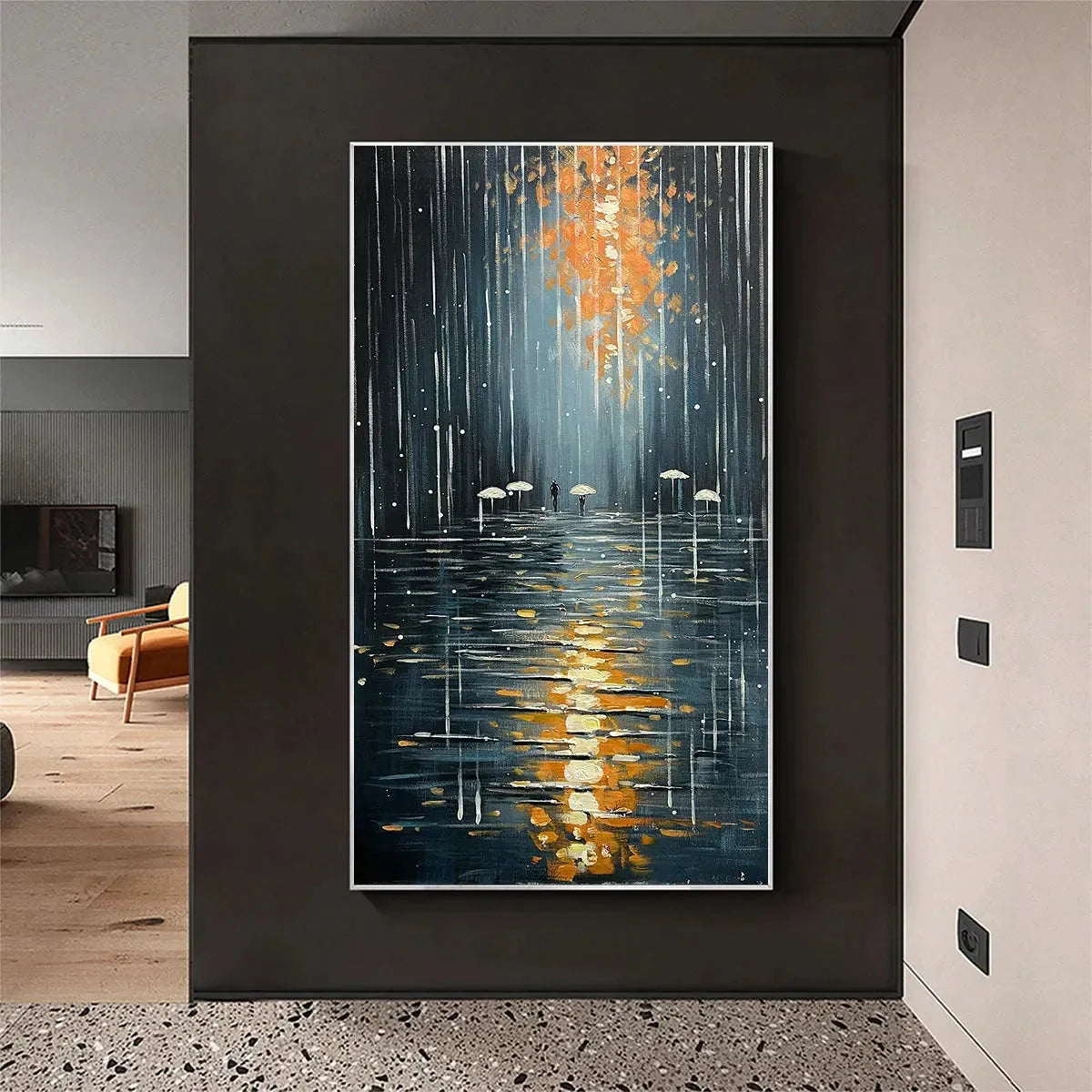 RAINY DAY REFLECTIONS | Minimalist closeup, raised brushwork detail