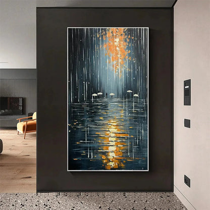 RAINY DAY REFLECTIONS | Minimalist closeup, raised brushwork detail