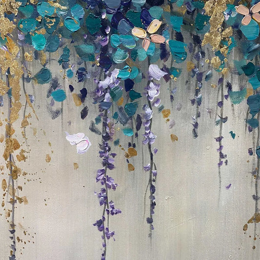 Ready to Ship | CASCADE: Panoramic Floral and Butterfly Oil Painting