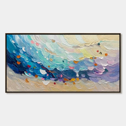 Ready to Ship | CORAL DREAM: Textured Abstract Seascape Oil Painting | rectangular format, hand-painted canvas edge
