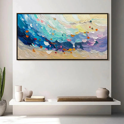 Ready to Ship | CORAL DREAM: Textured Abstract Seascape Oil Painting | hanging in living room, Abstract wall art