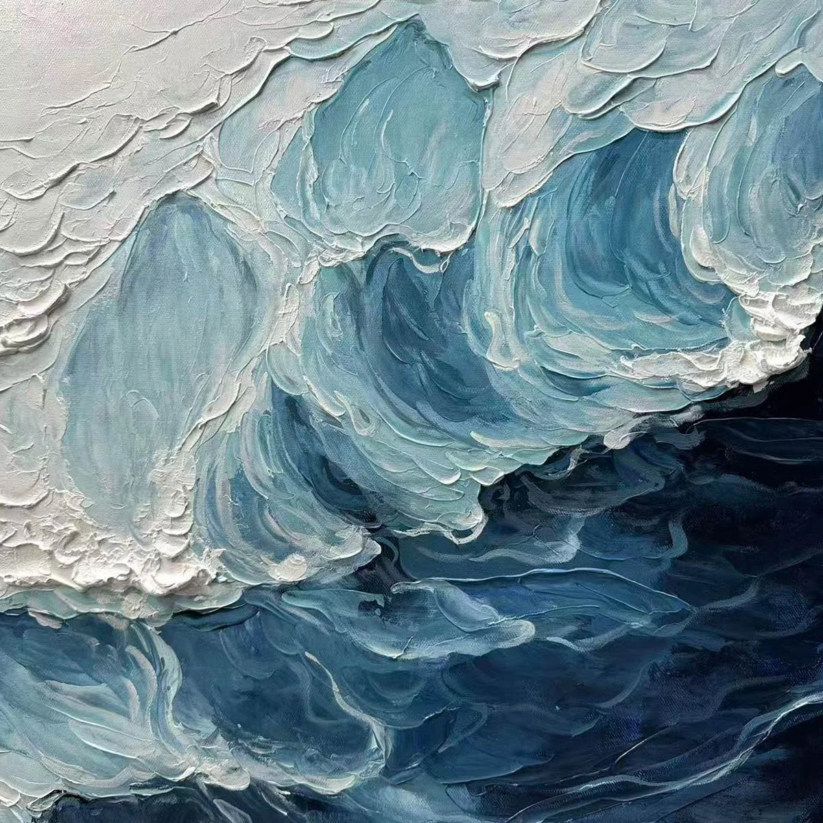 Ready to Ship | CRASHING WAVES: Textured Coastal Seascape Oil Painting | rolled canvas, ready for custom framing