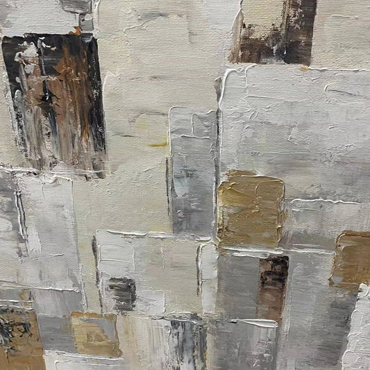 Ready to Ship | Golden Intersection: Abstract Geometric Textured Oil Wall Art