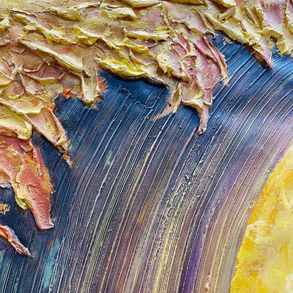 Ready to Ship | Golden Wave Dreams: A Work of Textured Sea Billows | gold frame stretched on neutral wall