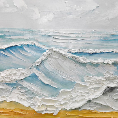 Ready to Ship | OCEAN'S EMBRACE: Textured Seascape Painting | Abstract closeup, raised brushwork detail