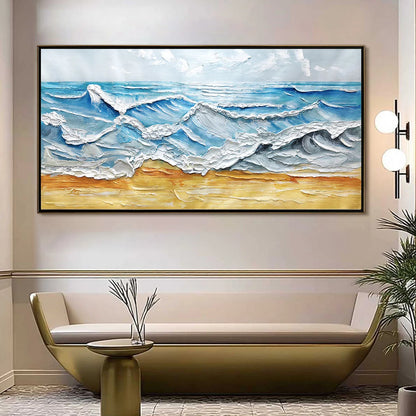 Ready to Ship | OCEAN'S EMBRACE: Textured Seascape Painting | hanging in living room, Abstract wall art