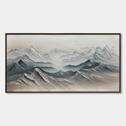 Ready to Ship | FROZEN PEAKS: Textured Minimalist Mountain Landscape | rectangular format, hand-painted canvas edge