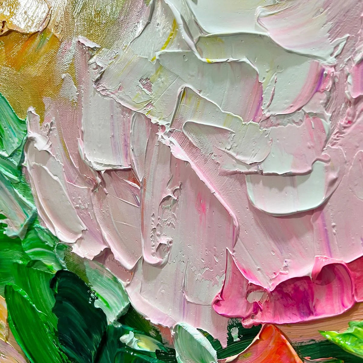 Ready to Ship | BLOOMING ROMANCE: Impressionistic Floral Oil Painting | rectangular format, hand-painted canvas edge