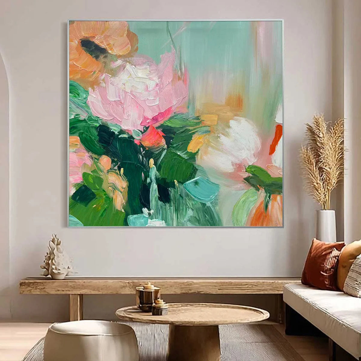 Ready to Ship | BLOOMING ROMANCE: Impressionistic Floral Oil Painting | hanging in living room, Impressionist wall art