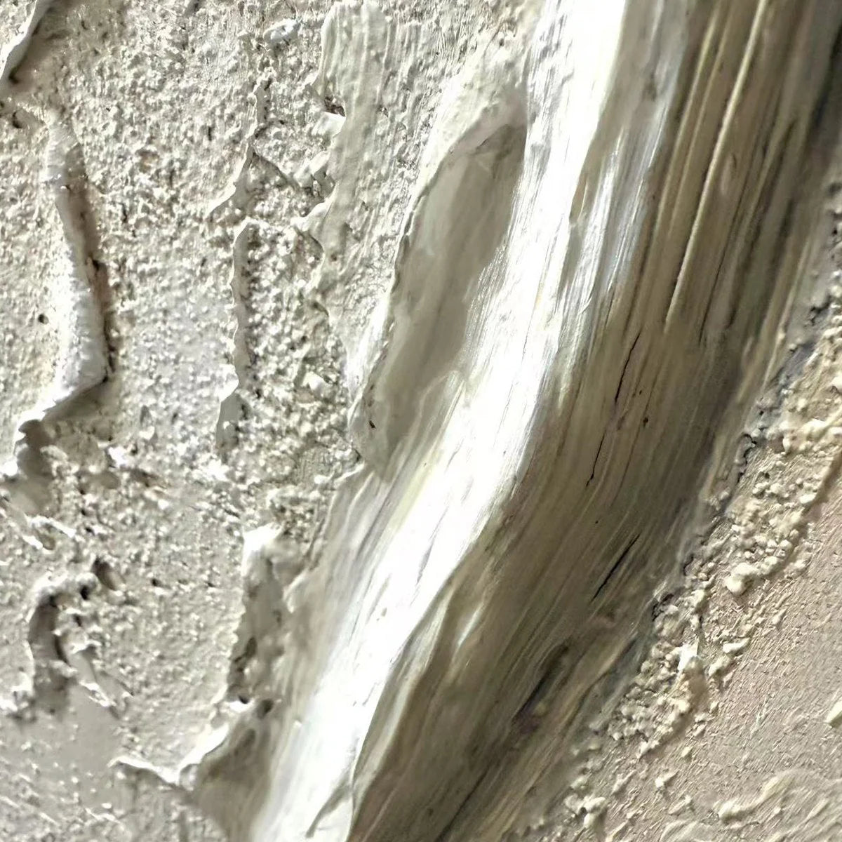 Ready to Ship | Serene Pathways: Minimalist Beige Impasto Oil Wall Art | gold frame stretched on neutral wall