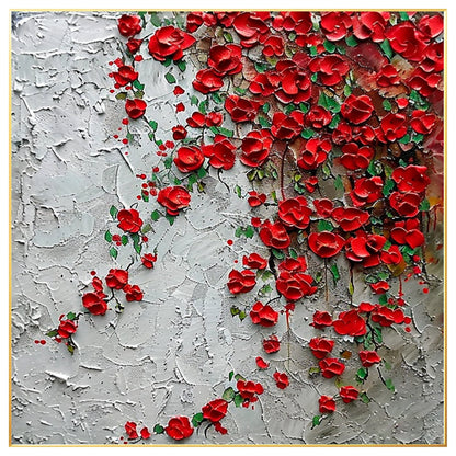 Red Wildflowers Painting 3D Textured Blooming Flower Wall Art Impressionist Pain #7