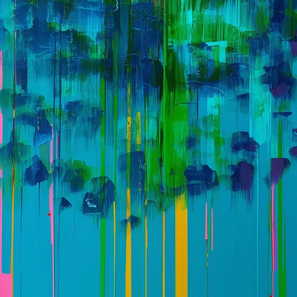 REFLECTED GLITCH: Vibrant Abstract Glitch Art Oil Painting | multi-color palette, original oil on stretched canvas art