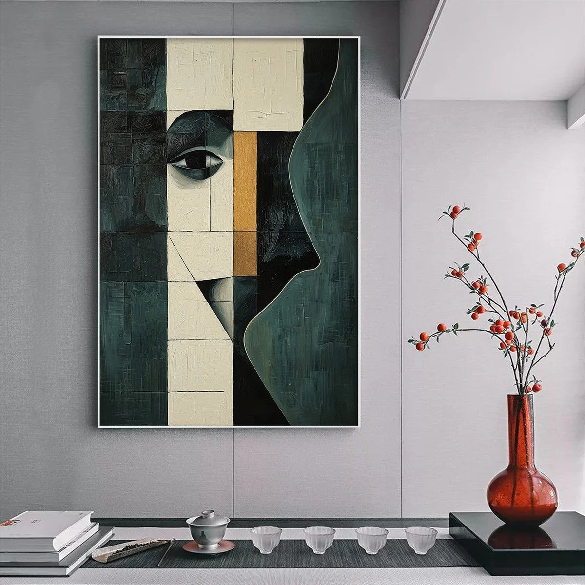 REFLECTION: Minimalist Abstract Portrait Oil Painting | Minimalist closeup, raised brushwork detail