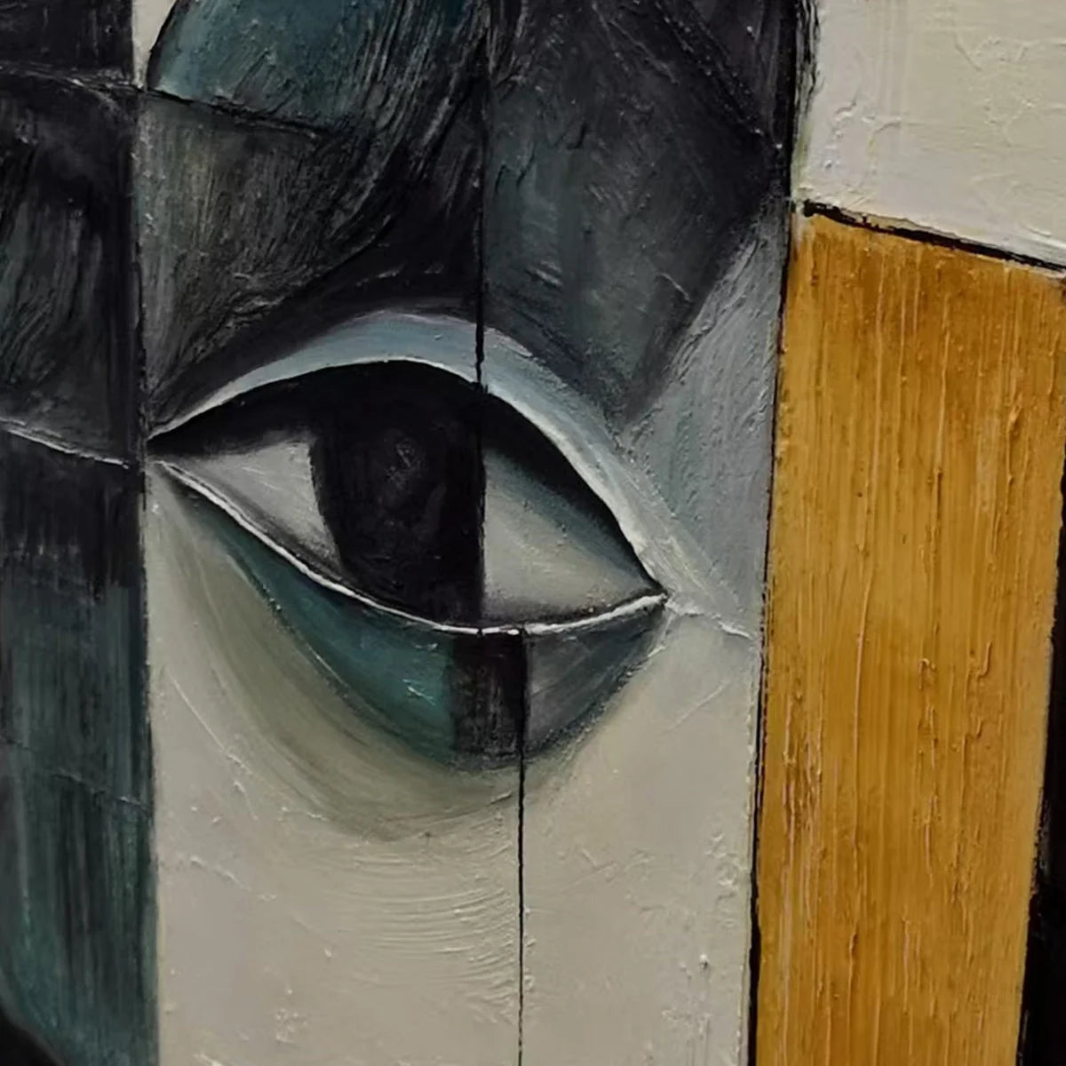 REFLECTION: Minimalist Abstract Portrait Oil Painting | rectangular format, hand-painted canvas edge