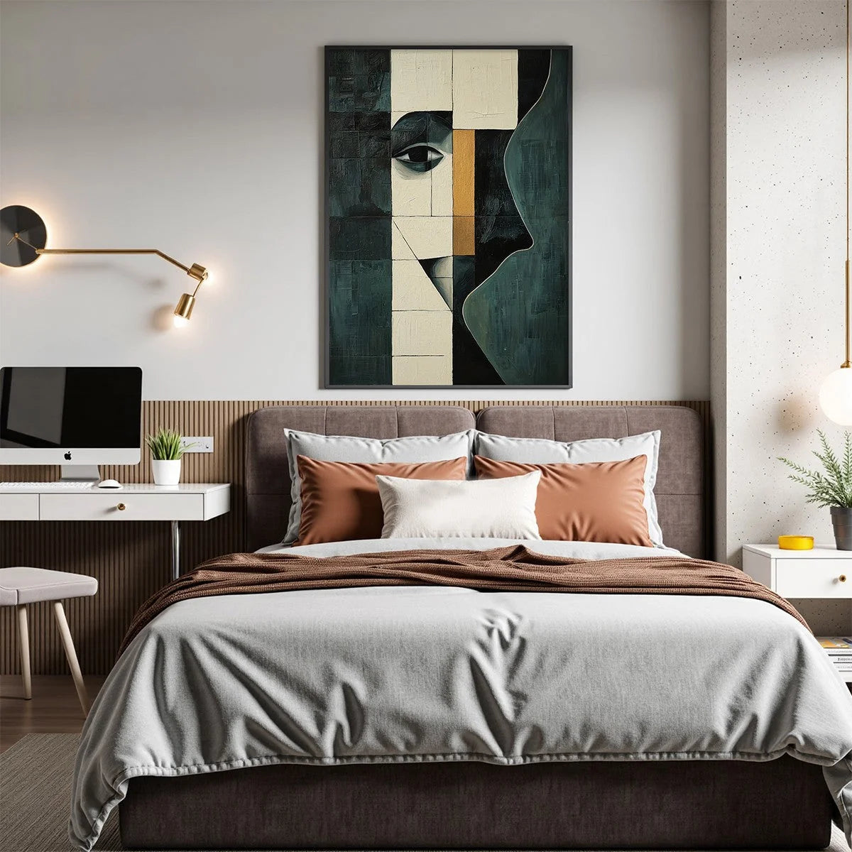 REFLECTION: Minimalist Abstract Portrait Oil Painting | rolled canvas, ready for custom framing