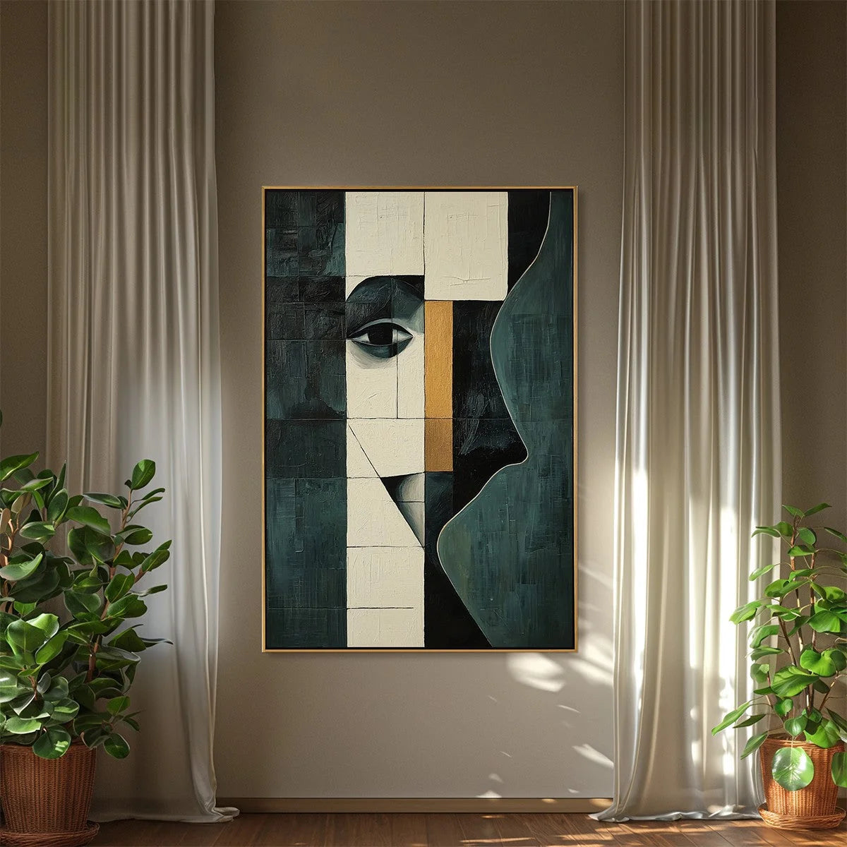 REFLECTION: Minimalist Abstract Portrait Oil Painting | Minimalist mood, soft natural light studio shot