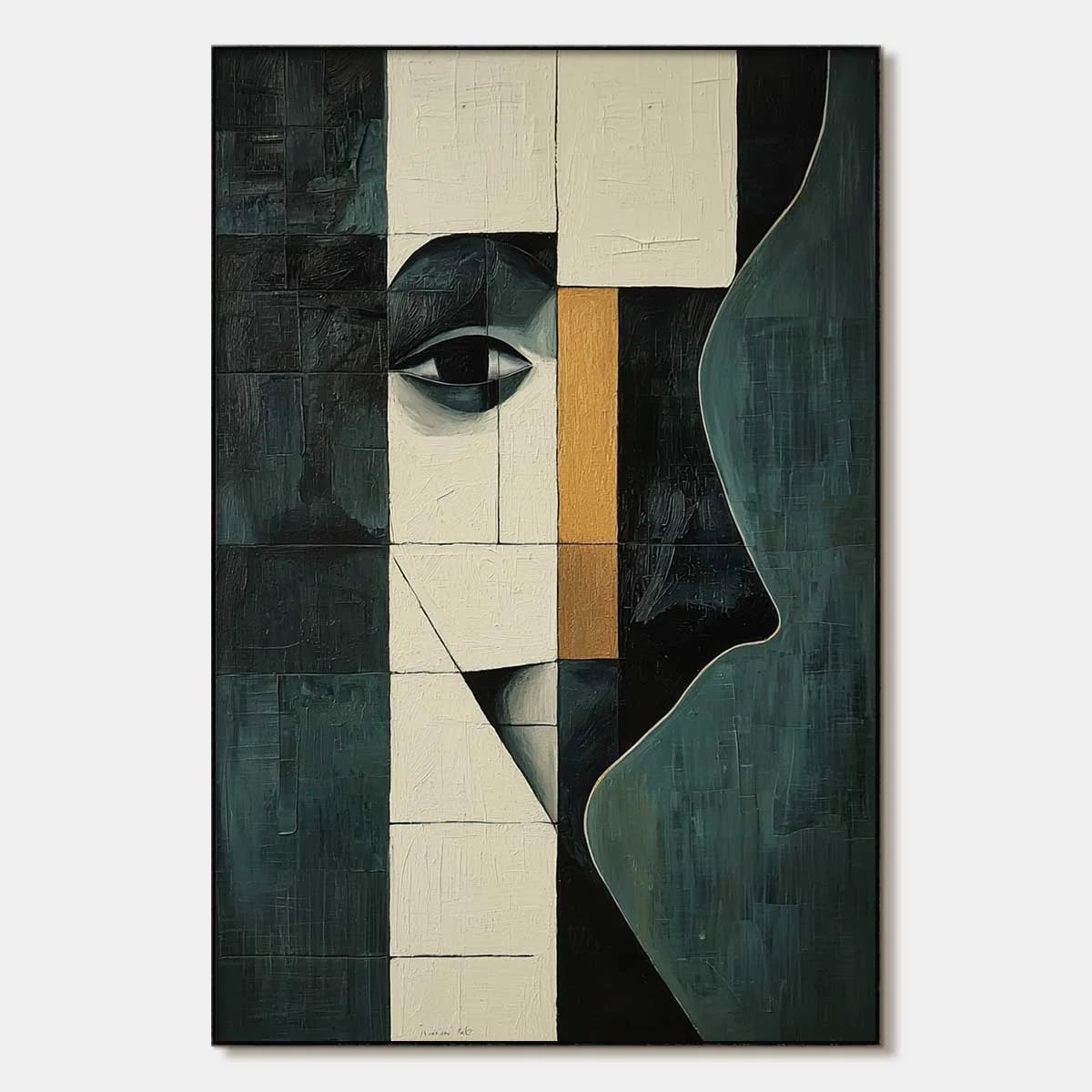 REFLECTION: Minimalist Abstract Portrait Oil Painting | hanging in living room, Minimalist wall art