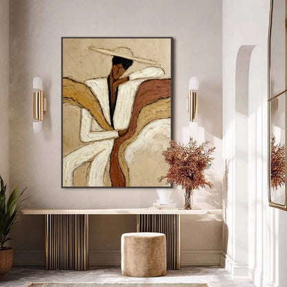 REPOSE: Textured Abstract Figure Painting in Neutral Tones | Abstract closeup, raised brushwork detail
