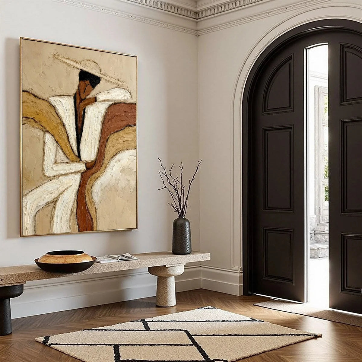 REPOSE: Textured Abstract Figure Painting in Neutral Tones | multi-color palette, original oil on stretched canvas art