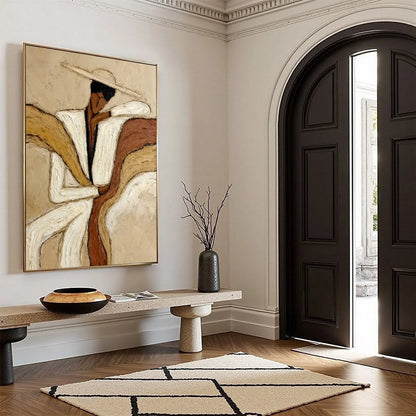 REPOSE: Textured Abstract Figure Painting in Neutral Tones | multi-color palette, original oil on stretched canvas art