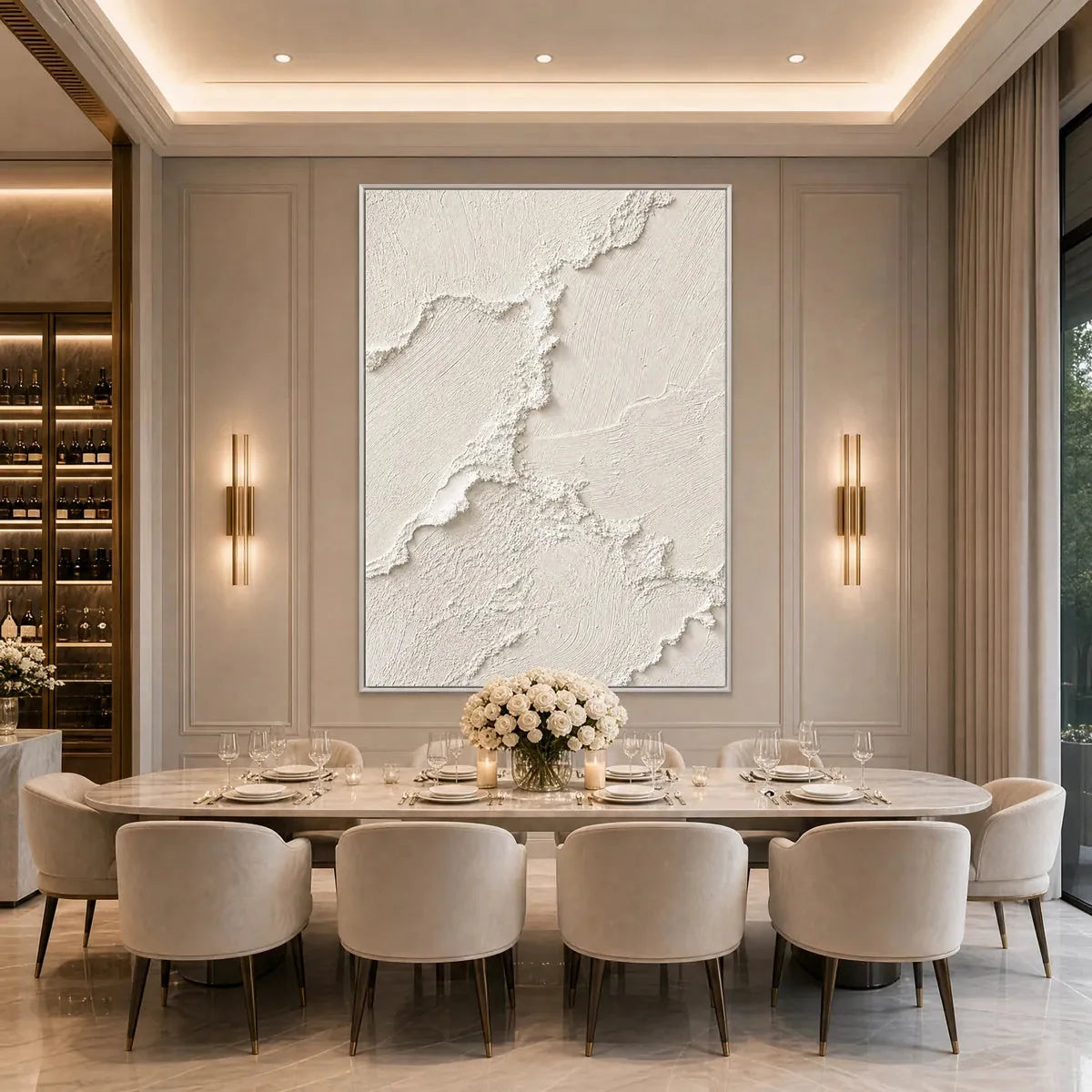 RIVEN: Heavily Textured Minimalist Wabi Sabi Wall Art | black frame version on white wall
