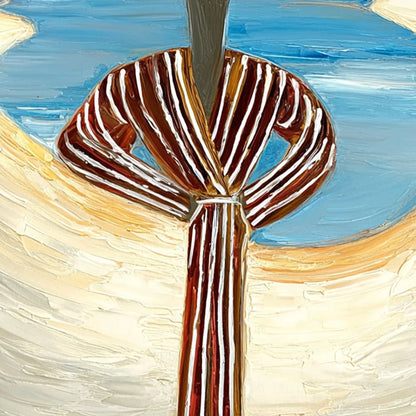 RIVER BLUSH: Textured Figurative Landscape Painting of Woman by Water | rolled canvas, ready for custom framing