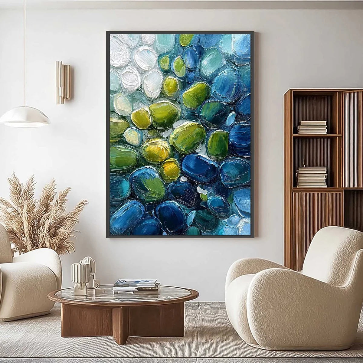 RIVER GEMS: Abstract Impasto Textured Blue and Green Painting | Abstract closeup, raised brushwork detail