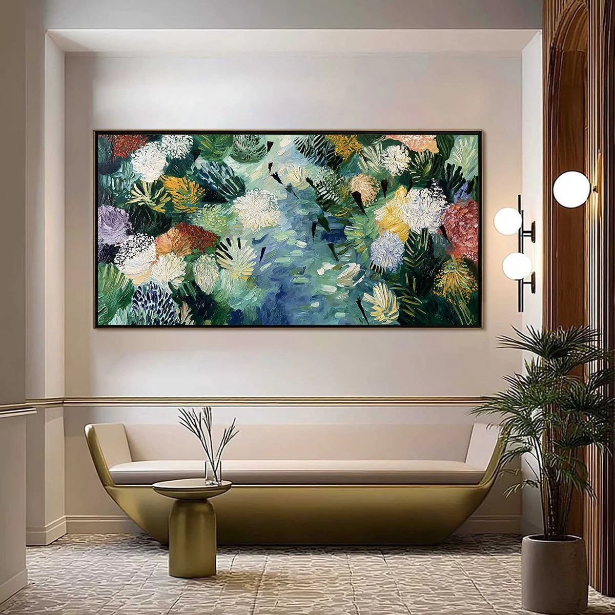 RIVER OF BLOOMS: Textured Palette Knife Abstract Floral Painting | Abstract closeup, raised brushwork detail