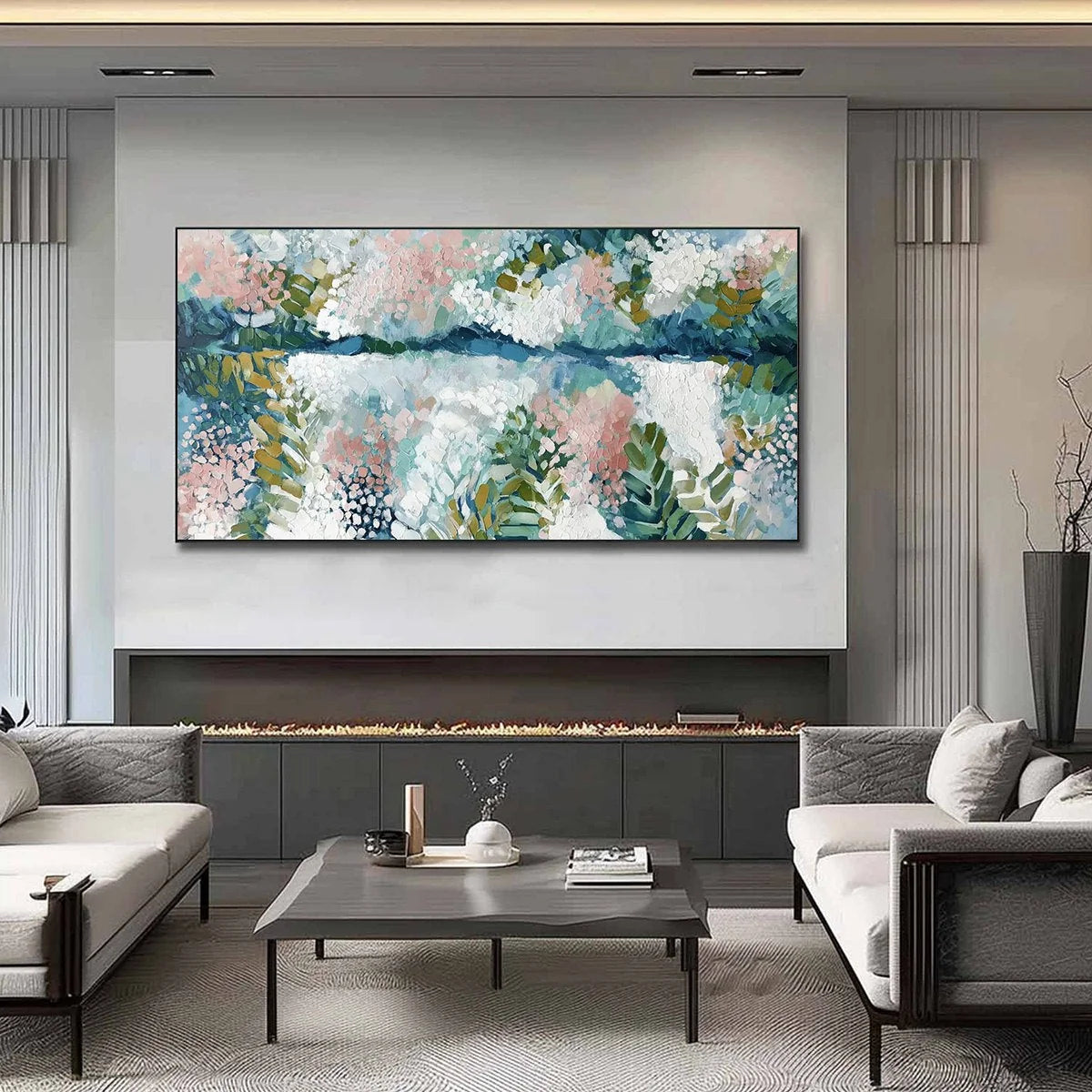 RIVER OF PETALS: Textured Abstract Floral Landscape Painting | Abstract closeup, raised brushwork detail