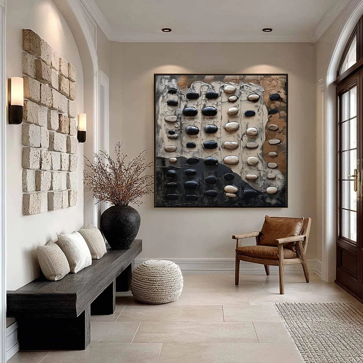 RIVER STONES | rectangular format, hand-painted canvas edge