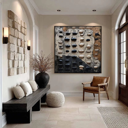 RIVER STONES | rectangular format, hand-painted canvas edge