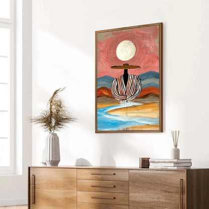 RIVERBED SOLITUDE: Textured Boho Figurative Portrait Painting on Canvas | multi-color palette, original oil on stretched canvas art
