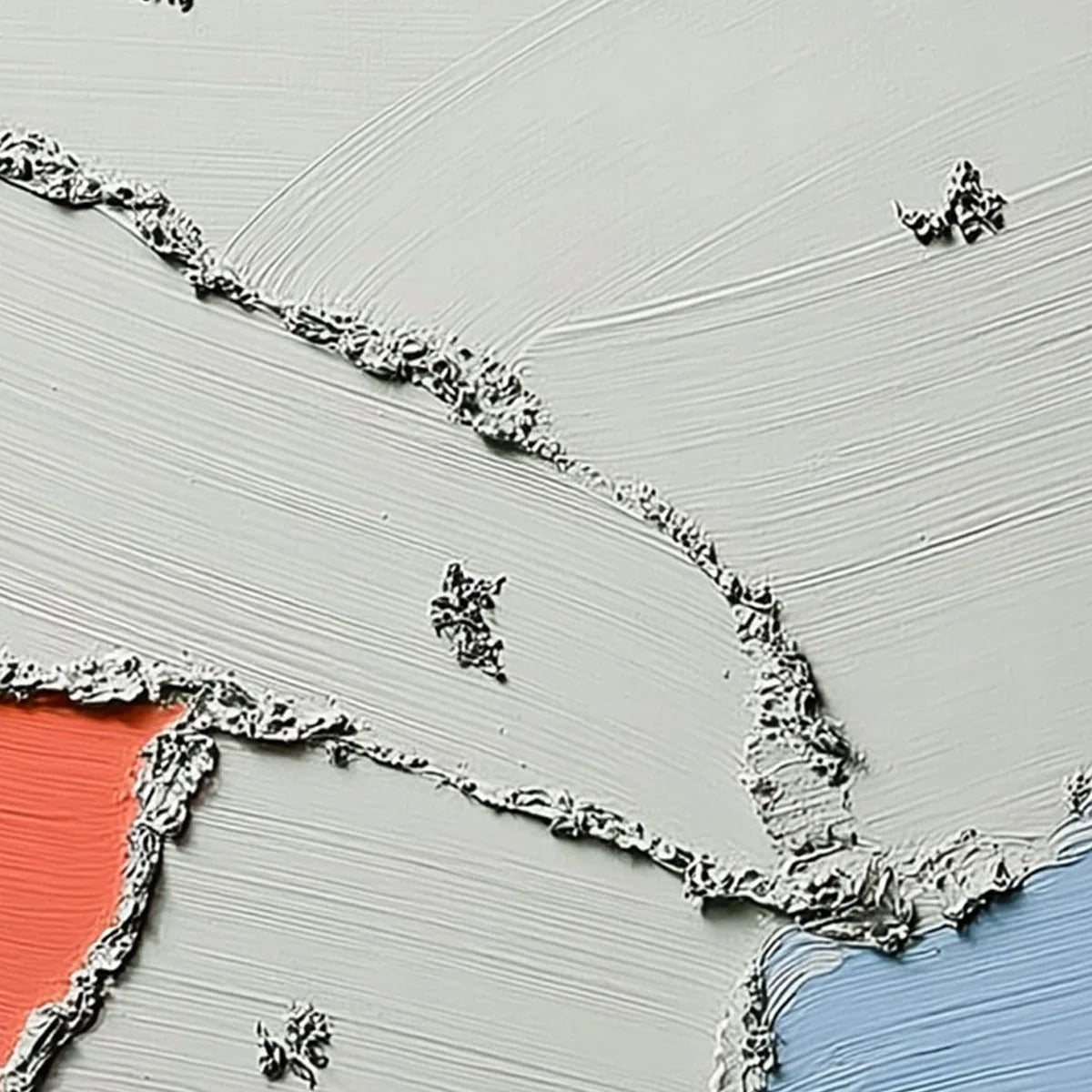 RIVERBEDS: Textured Abstract Painting with Minimalist Color Accents | rectangular format, hand-painted canvas edge