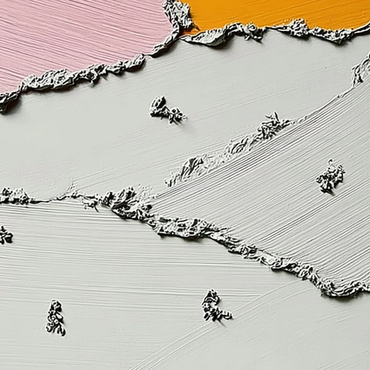RIVERBEDS: Textured Abstract Painting with Minimalist Color Accents | rolled canvas, ready for custom framing