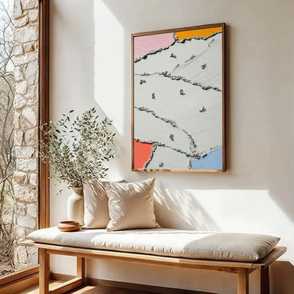 RIVERBEDS: Textured Abstract Painting with Minimalist Color Accents | multi-color palette, original oil on stretched canvas art