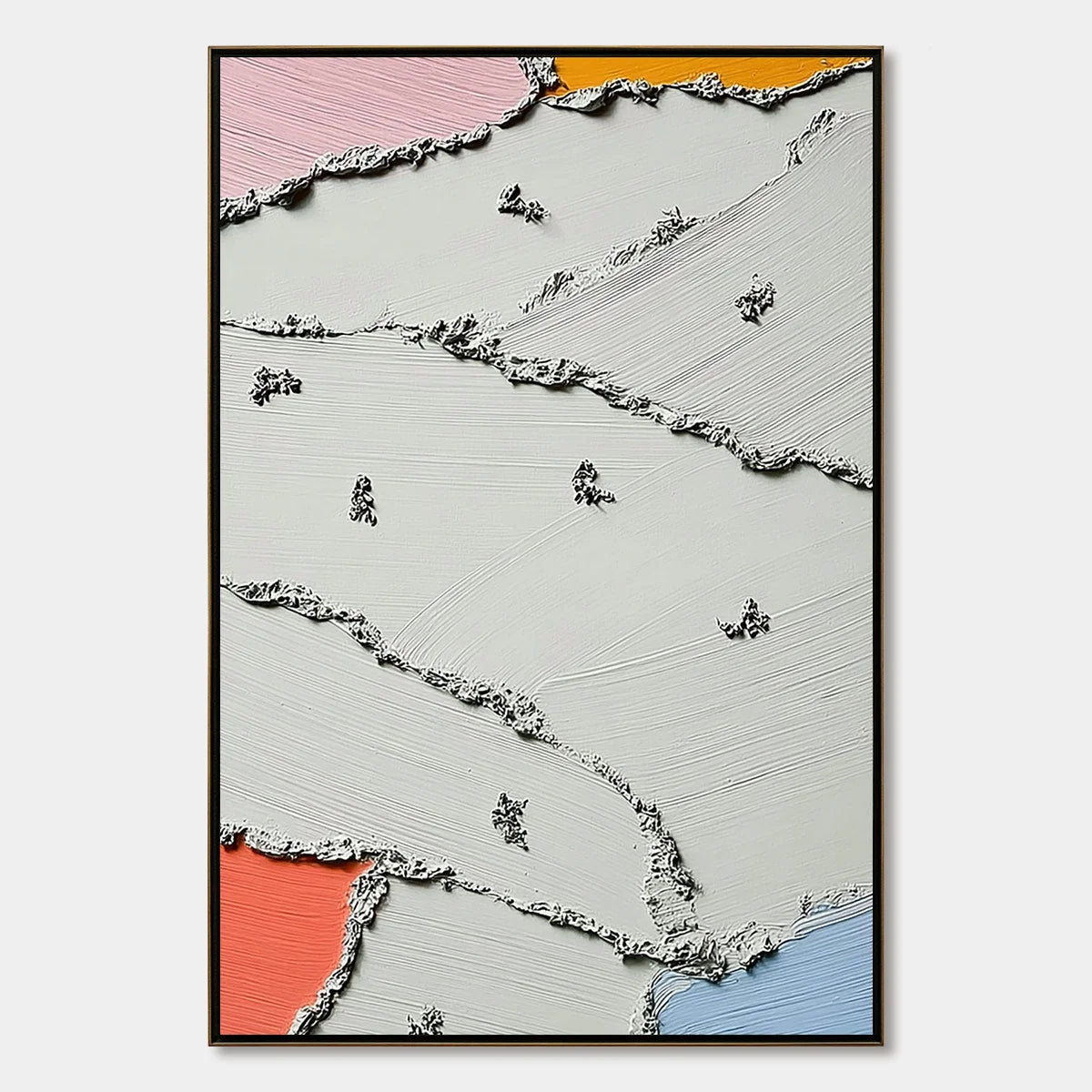 RIVERBEDS: Textured Abstract Painting with Minimalist Color Accents | hanging in living room, Minimalist wall art