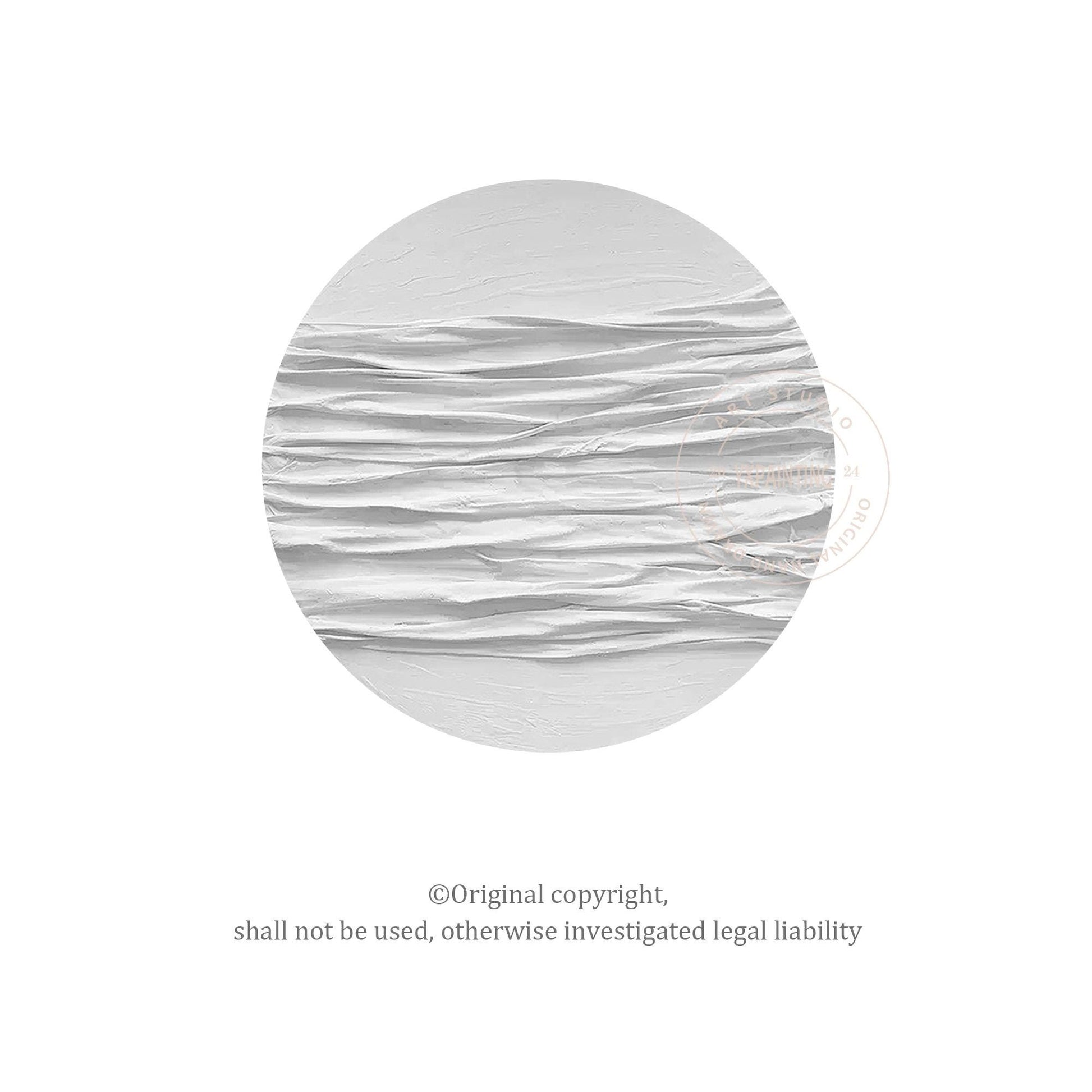 Ronde 3D-muurkunst met witte textuur: schilderij abstracte oceaangolven #16