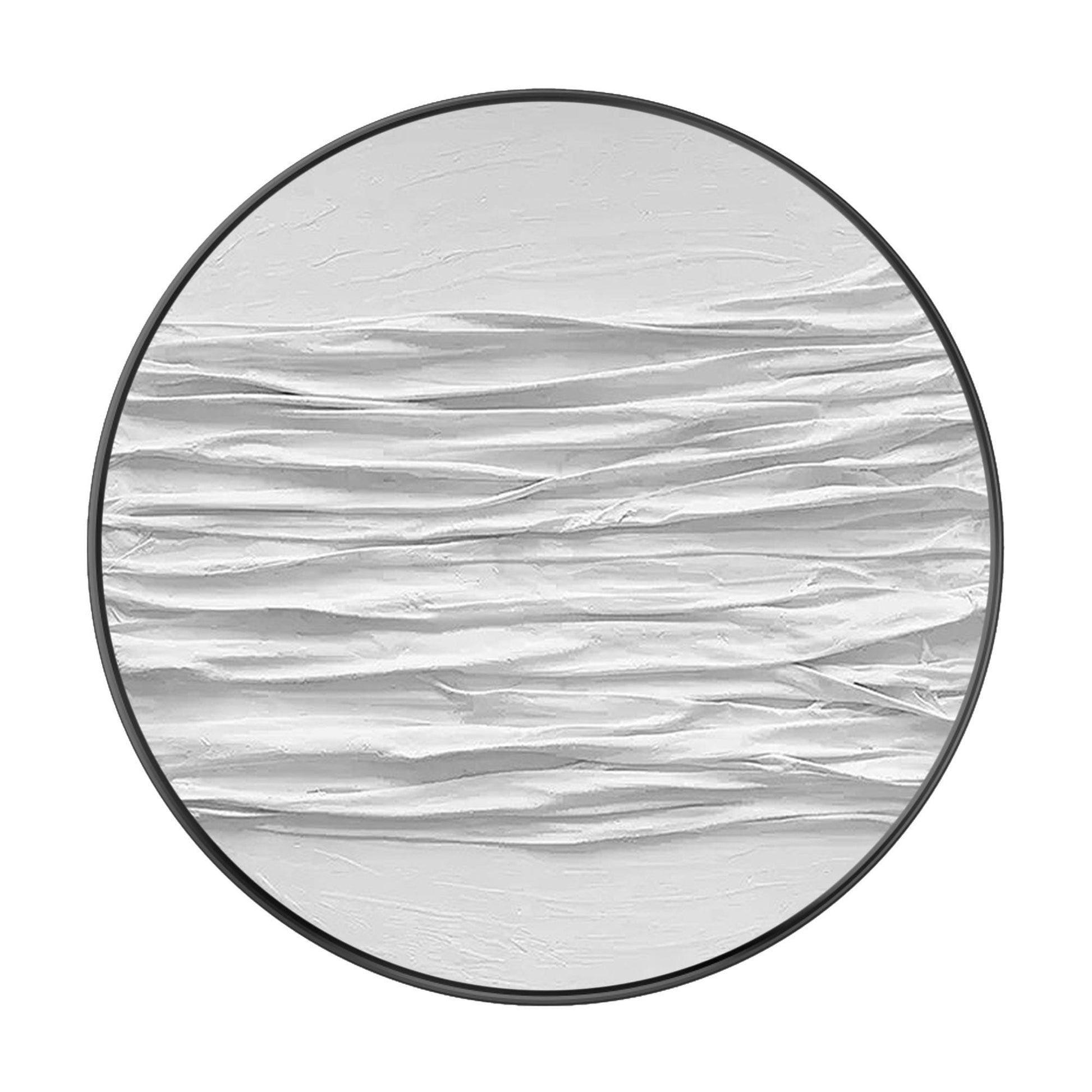 Ronde 3D-muurkunst met witte textuur: schilderij abstracte oceaangolven #18