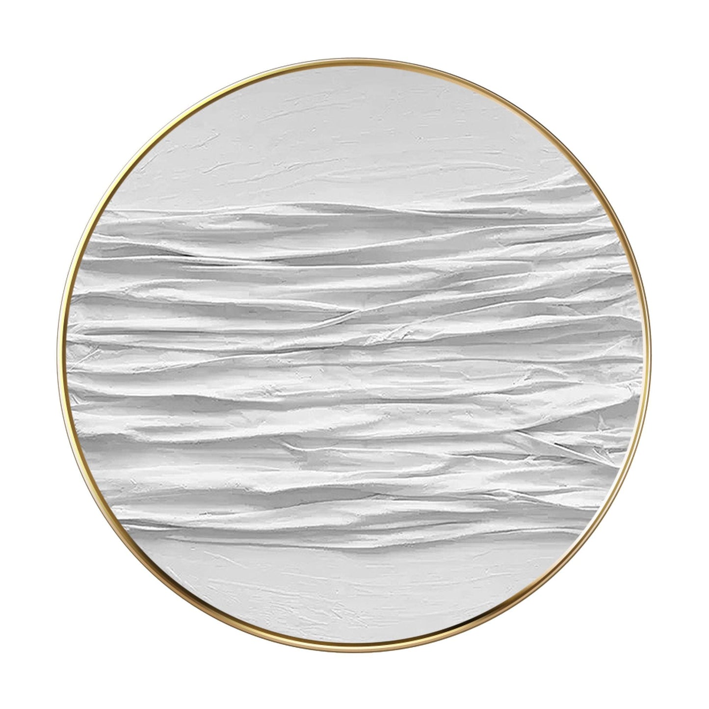 Ronde 3D-muurkunst met witte textuur: schilderij abstracte oceaangolven #19