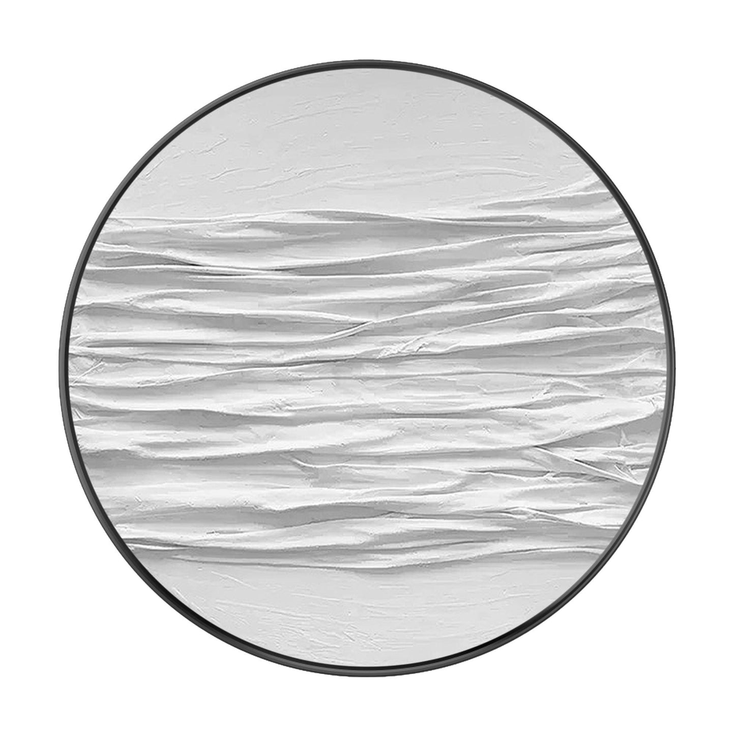 Ronde 3D-muurkunst met witte textuur: schilderij abstracte oceaangolven #8