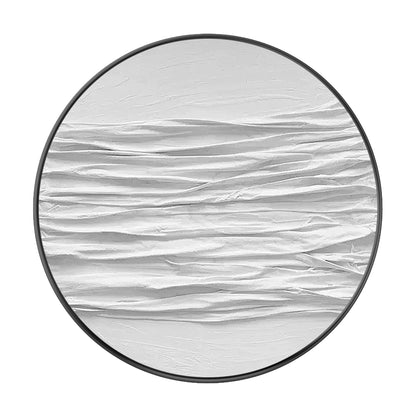 Ronde 3D-muurkunst met witte textuur: schilderij abstracte oceaangolven #8