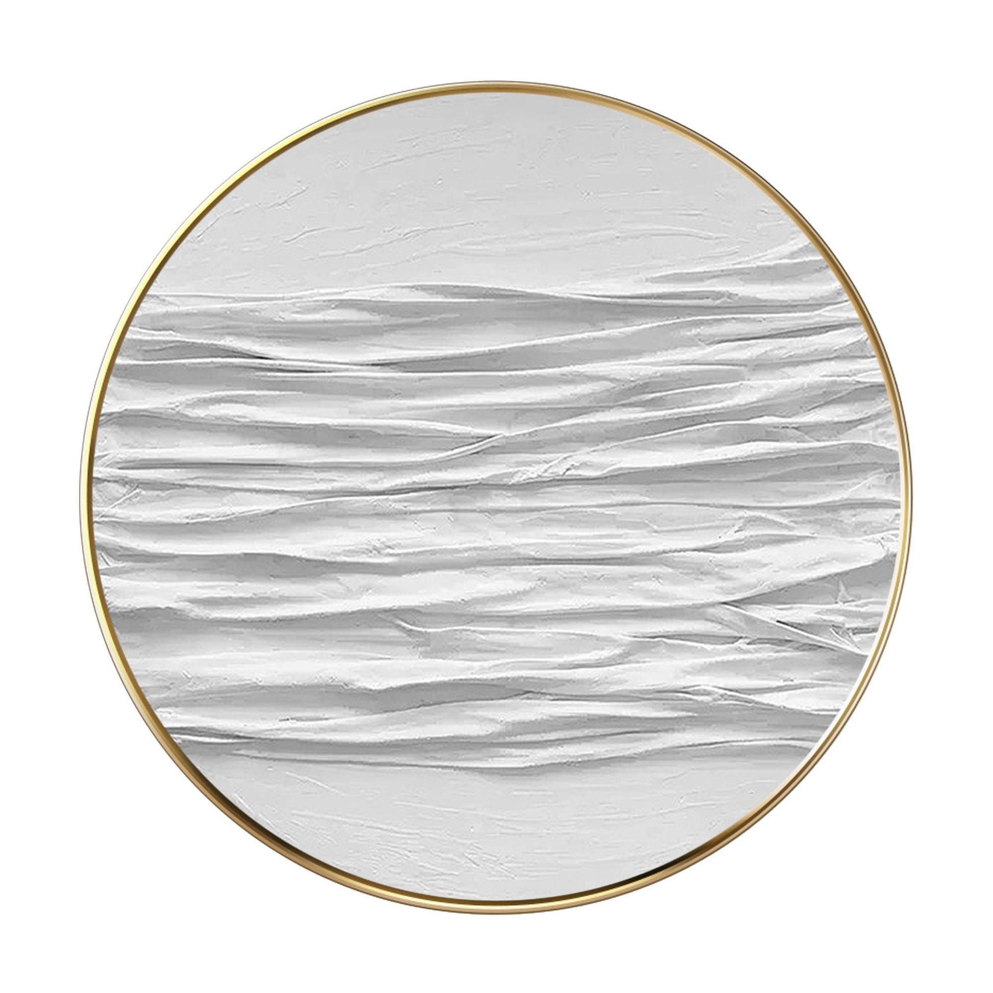 Ronde 3D-muurkunst met witte textuur: schilderij abstracte oceaangolven #9