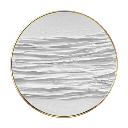 Ronde 3D-muurkunst met witte textuur: schilderij abstracte oceaangolven #9