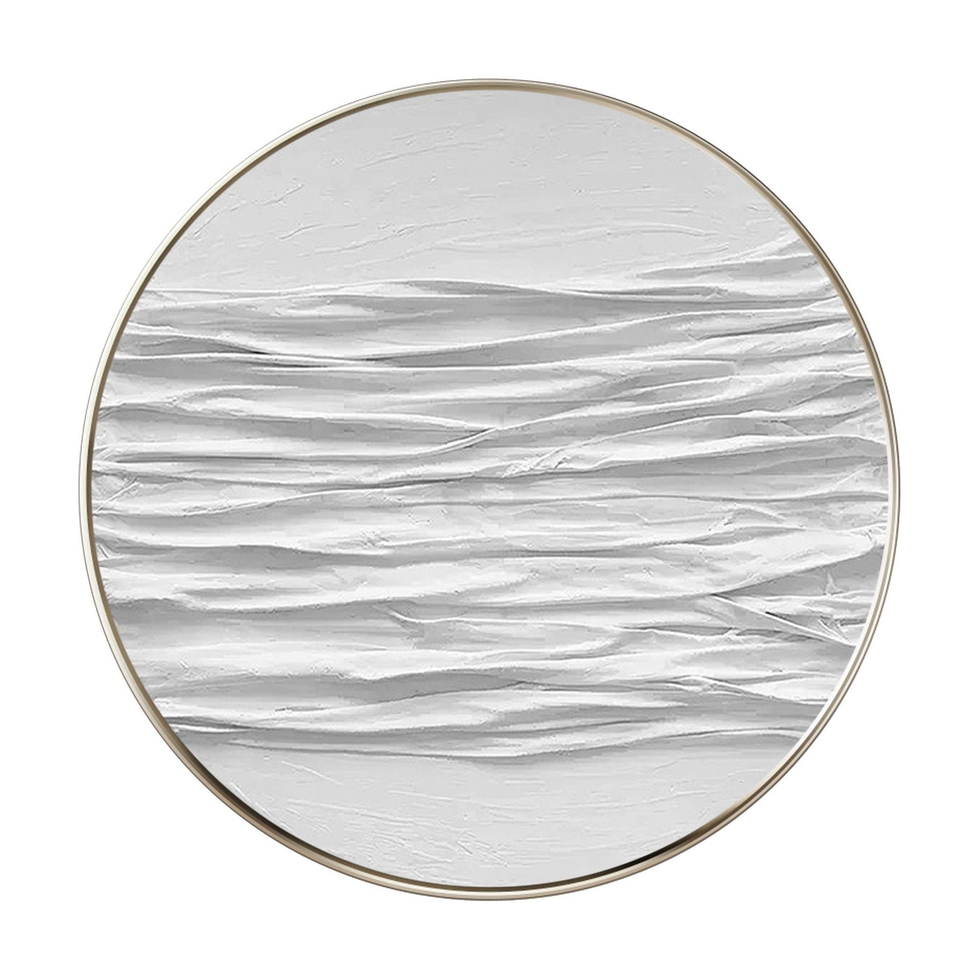 Ronde 3D-muurkunst met witte textuur: schilderij abstracte oceaangolven #10
