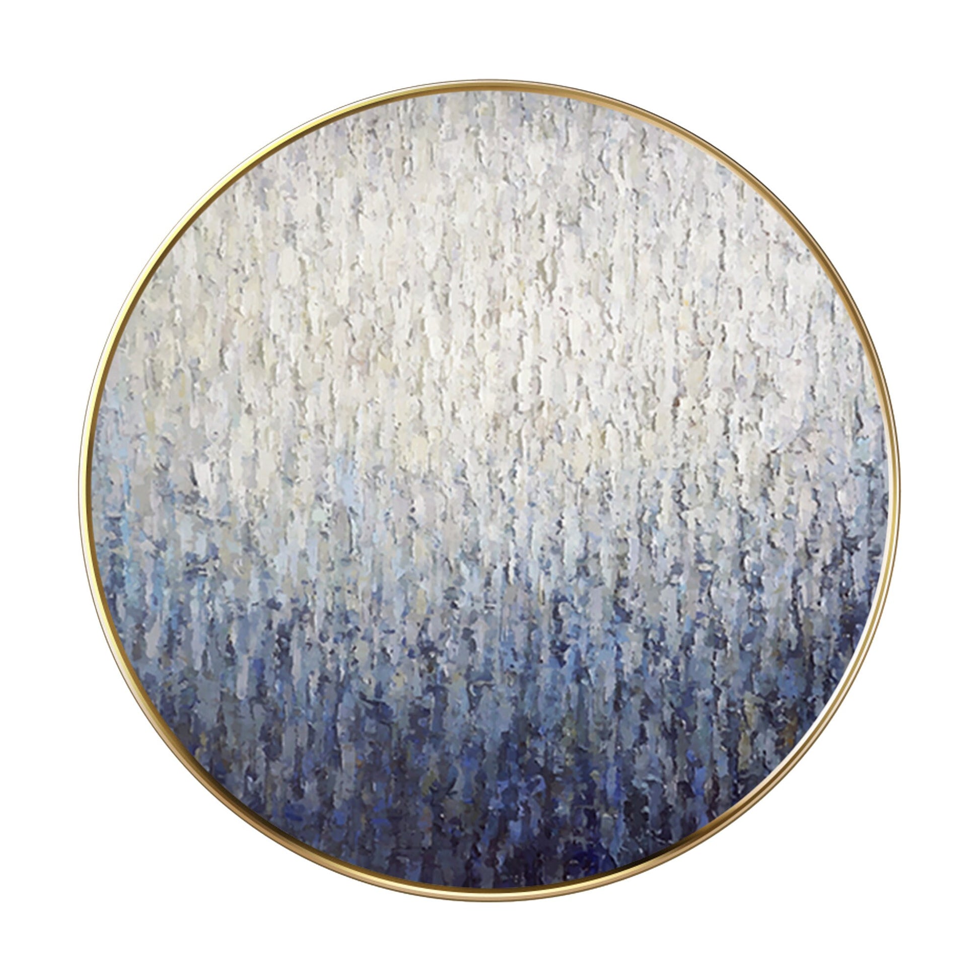 Round Navy Blue Texture Wall Art: Framed Minimalist Painting #7
