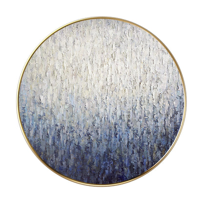 Round Navy Blue Texture Wall Art: Framed Minimalist Painting #7