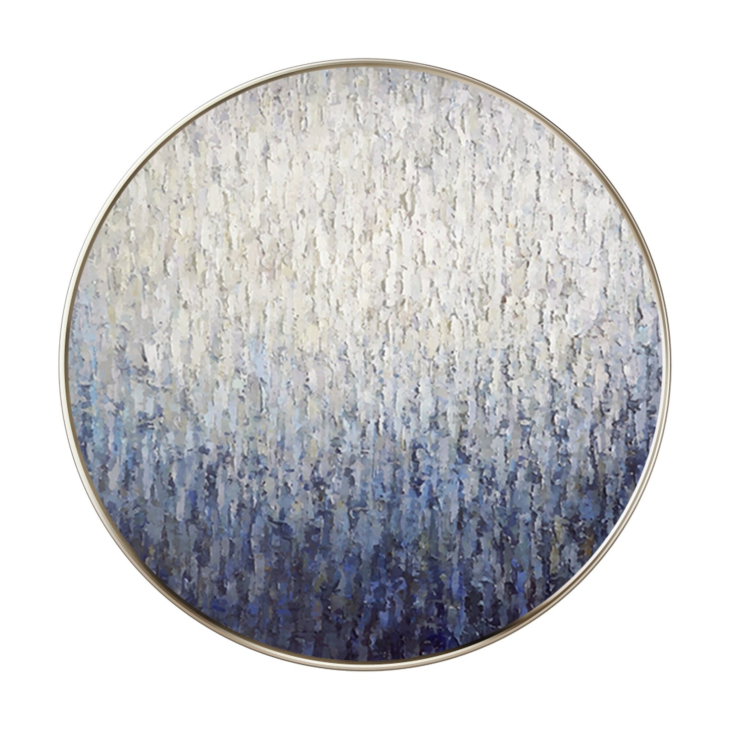 Round Navy Blue Texture Wall Art: Framed Minimalist Painting #8
