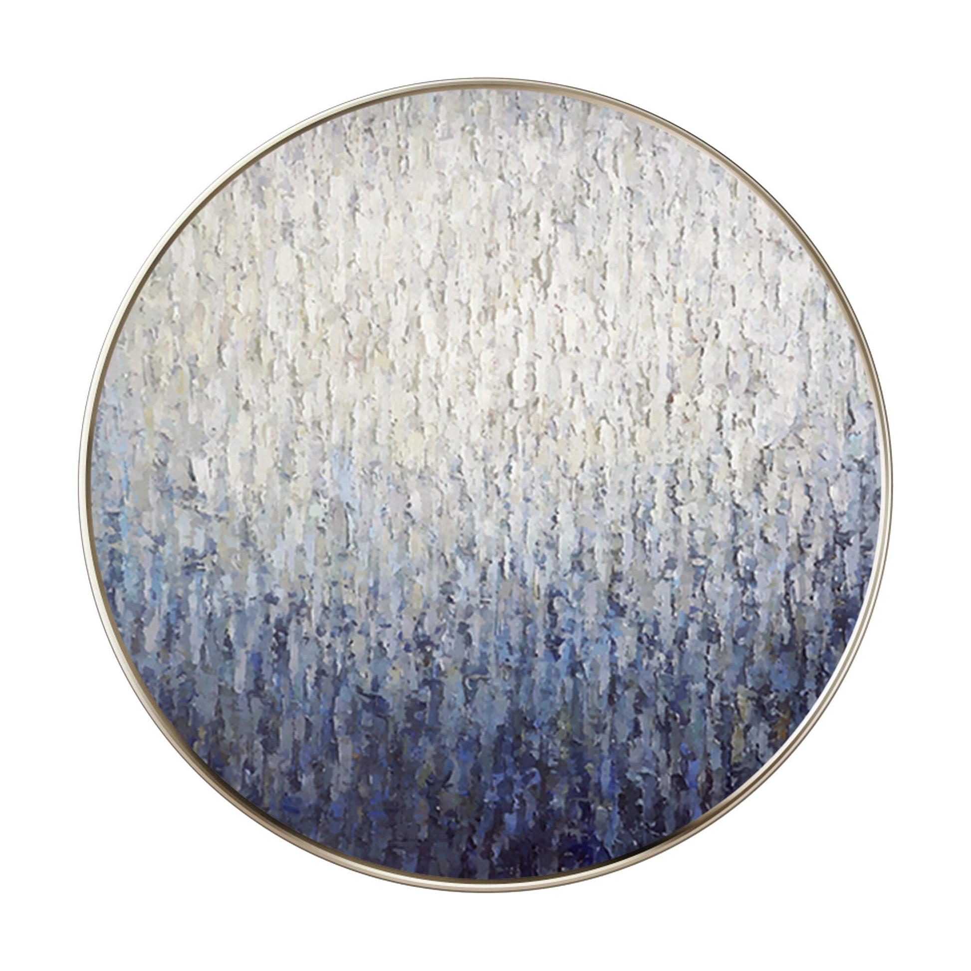 Round Navy Blue Texture Wall Art: Framed Minimalist Painting #8